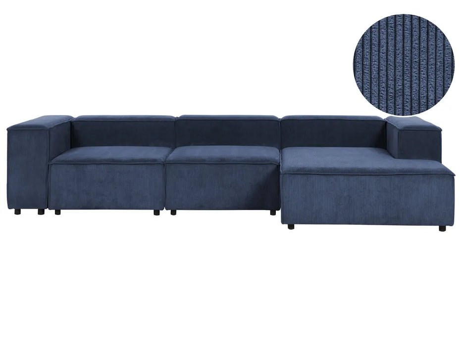 Cape Luxe Modular Sofa Left-Facing 4 Seater Corduroy Dark Blue