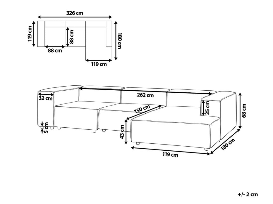 Cape Luxe Modular Sofa Left-Facing 4 Seater Corduroy off white