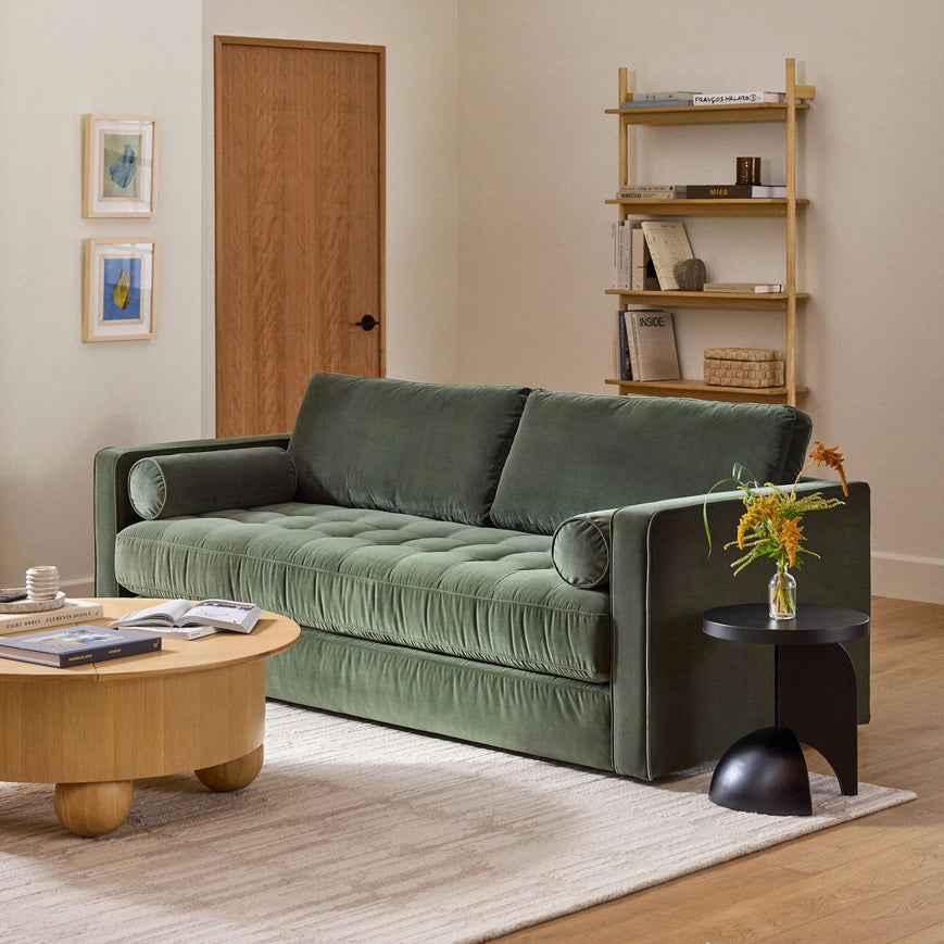 Hyde Park Tufted Velvet Sofa Bed - Green