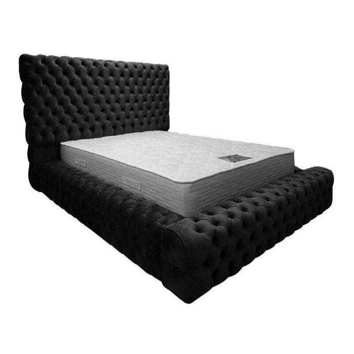Minimalist Tufted Marvel  Velvet Platform Bed