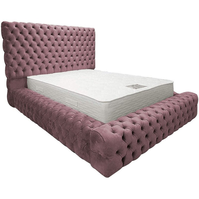 Minimalist Tufted Marvel  Velvet Platform Bed