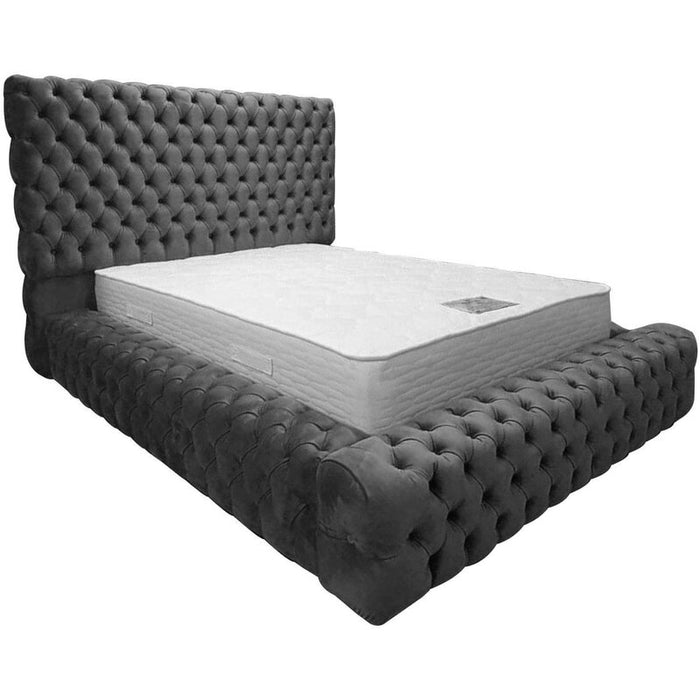 Minimalist Tufted Marvel  Velvet Platform Bed