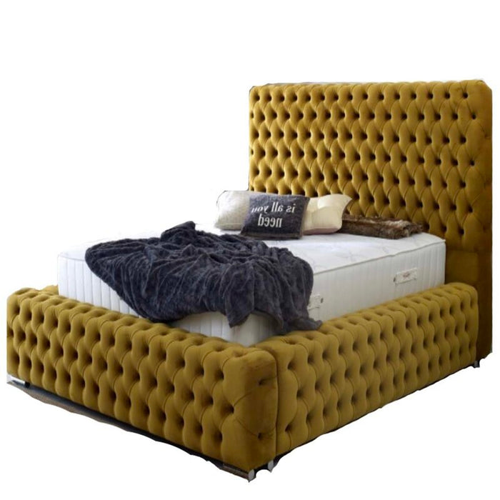Minimalist Tufted Marvel Velvet Platform Bed