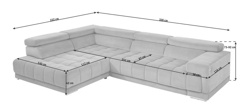Noah 5 seater velvet sectional couch